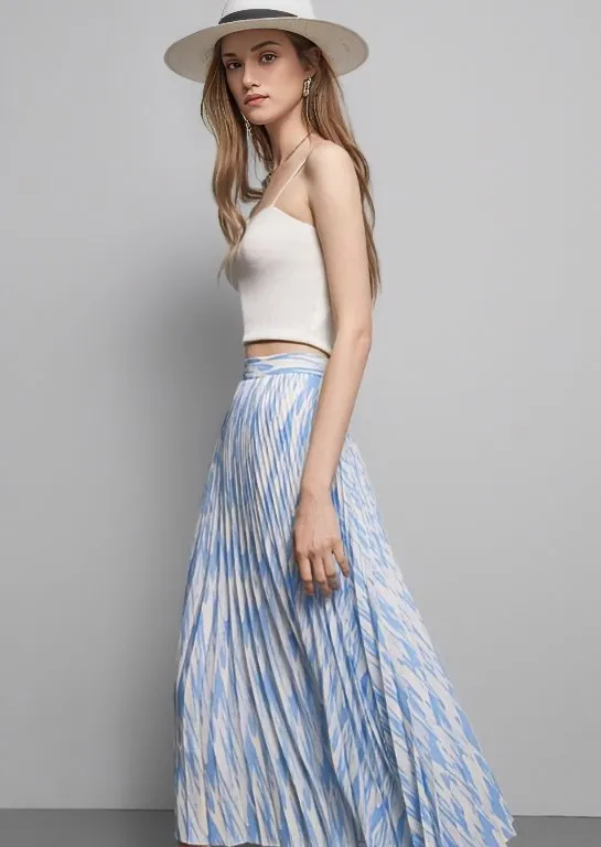 TIE-DYE SLIM PLEATED SKIRT