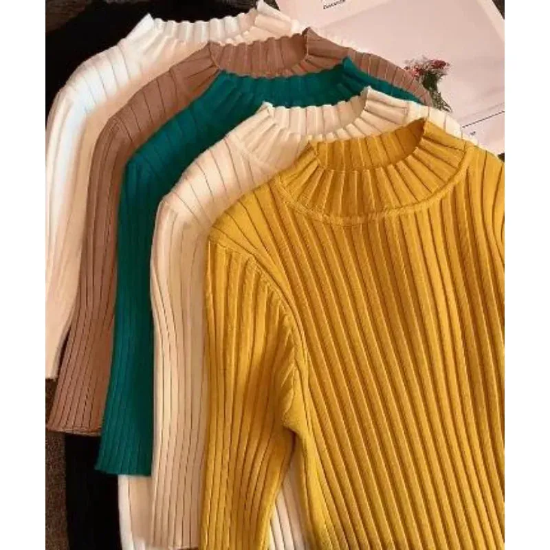 Toleet-Summer Pullover Knitted Tops Half Sleeve Knitted Sweater Korean T-Shirt Women Autumn Basic Solid Casual Base Female 13466