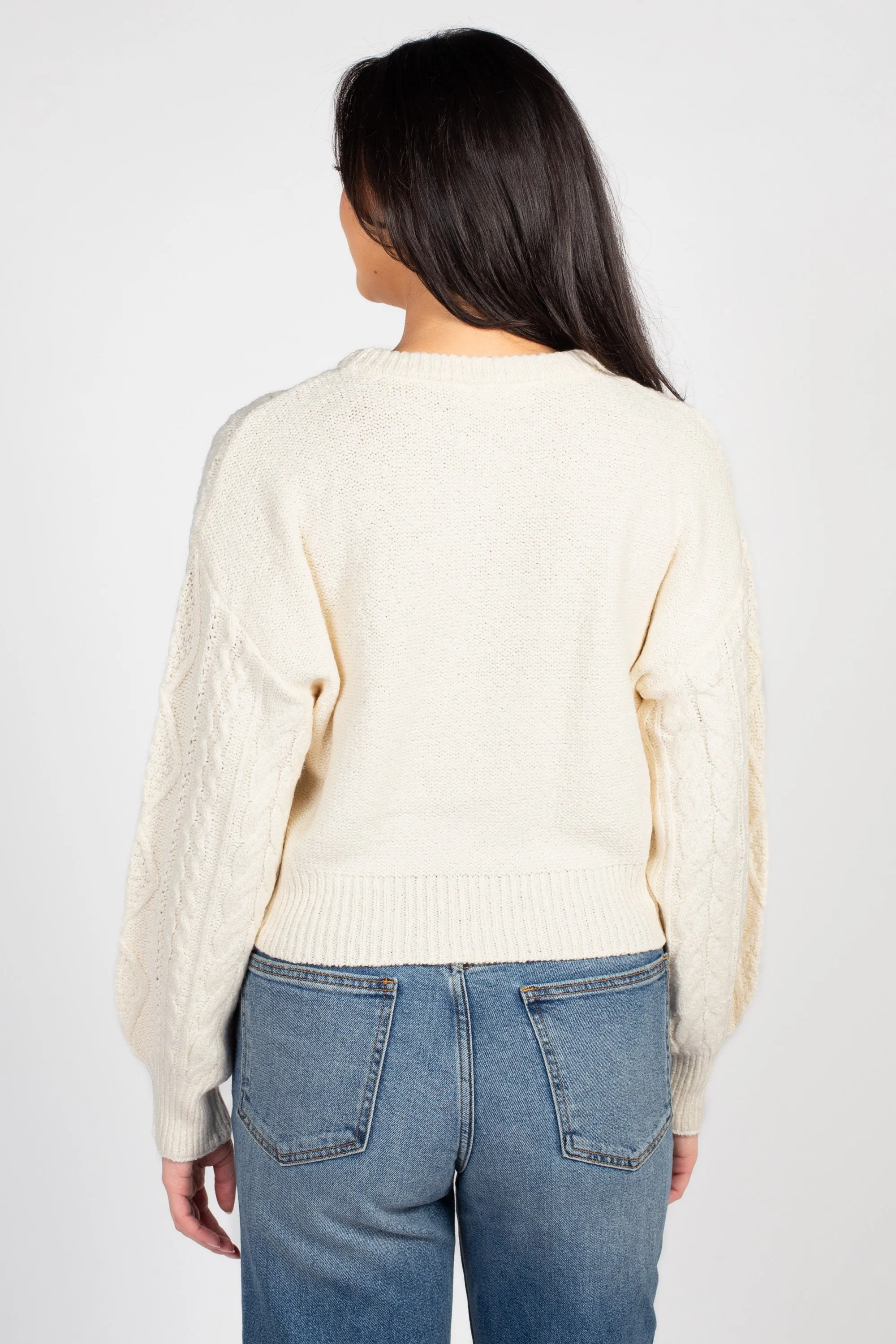 Tori Classic Cable Knit Cropped Sweater