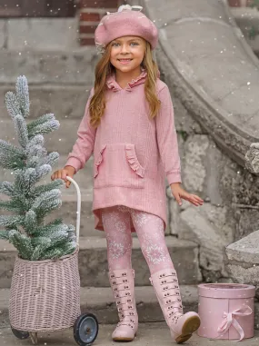 Totally Cool Pink Pullover Hoodie and Snowflake Legging Set