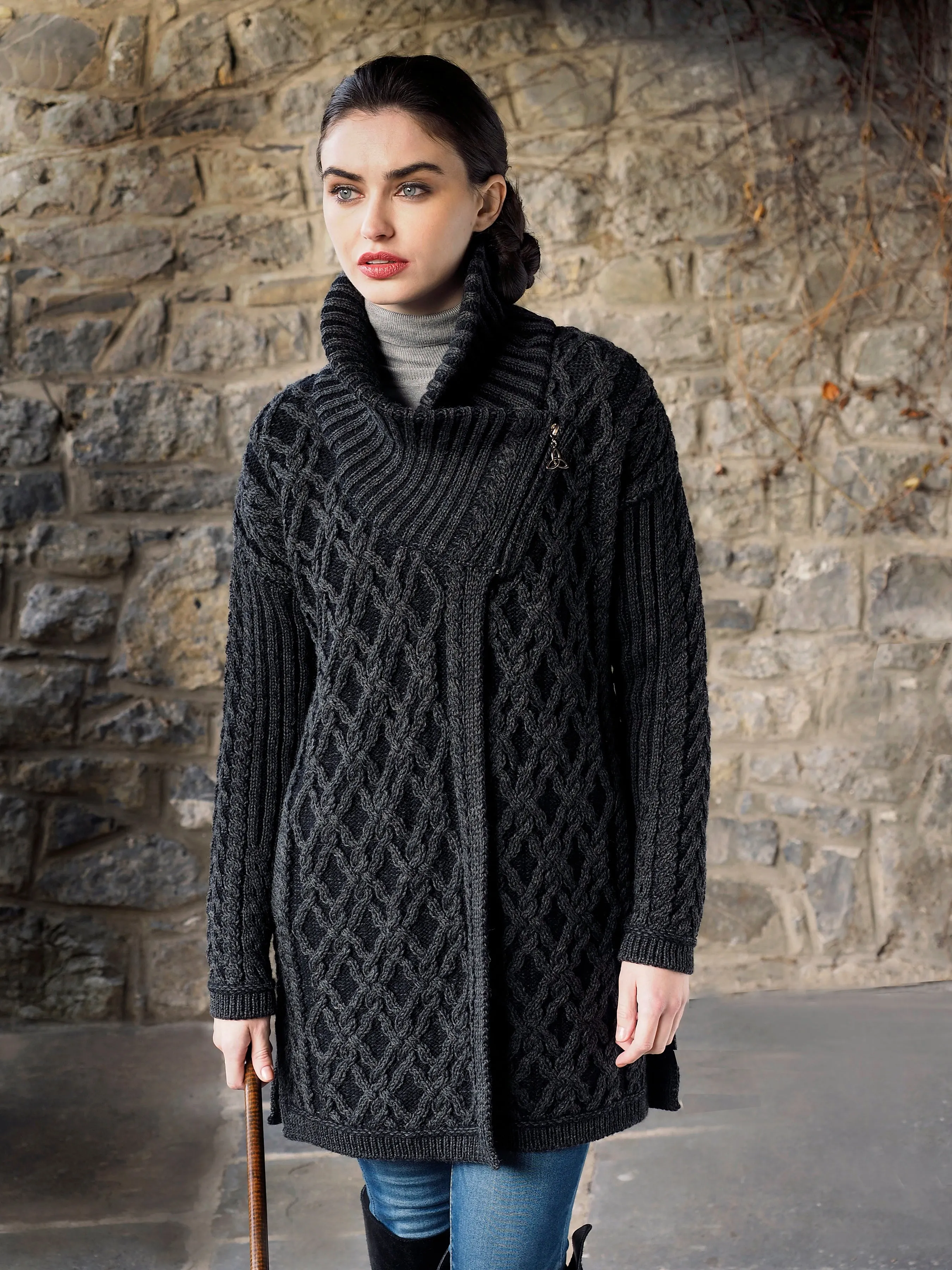 TWO TONE ARAN OVERSIZED LADIES COAT