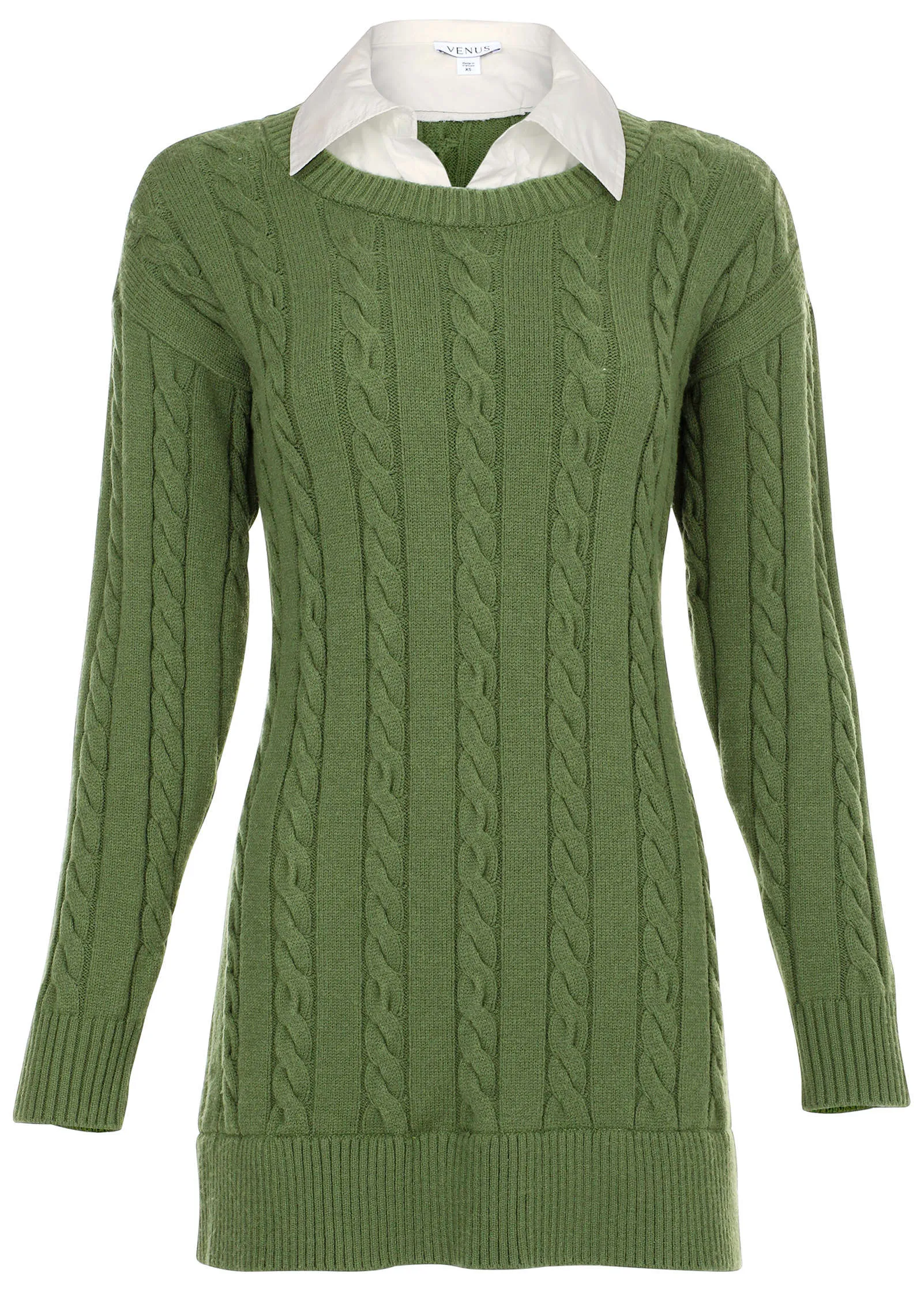 Twofer Sweater Dress - Bronze Green