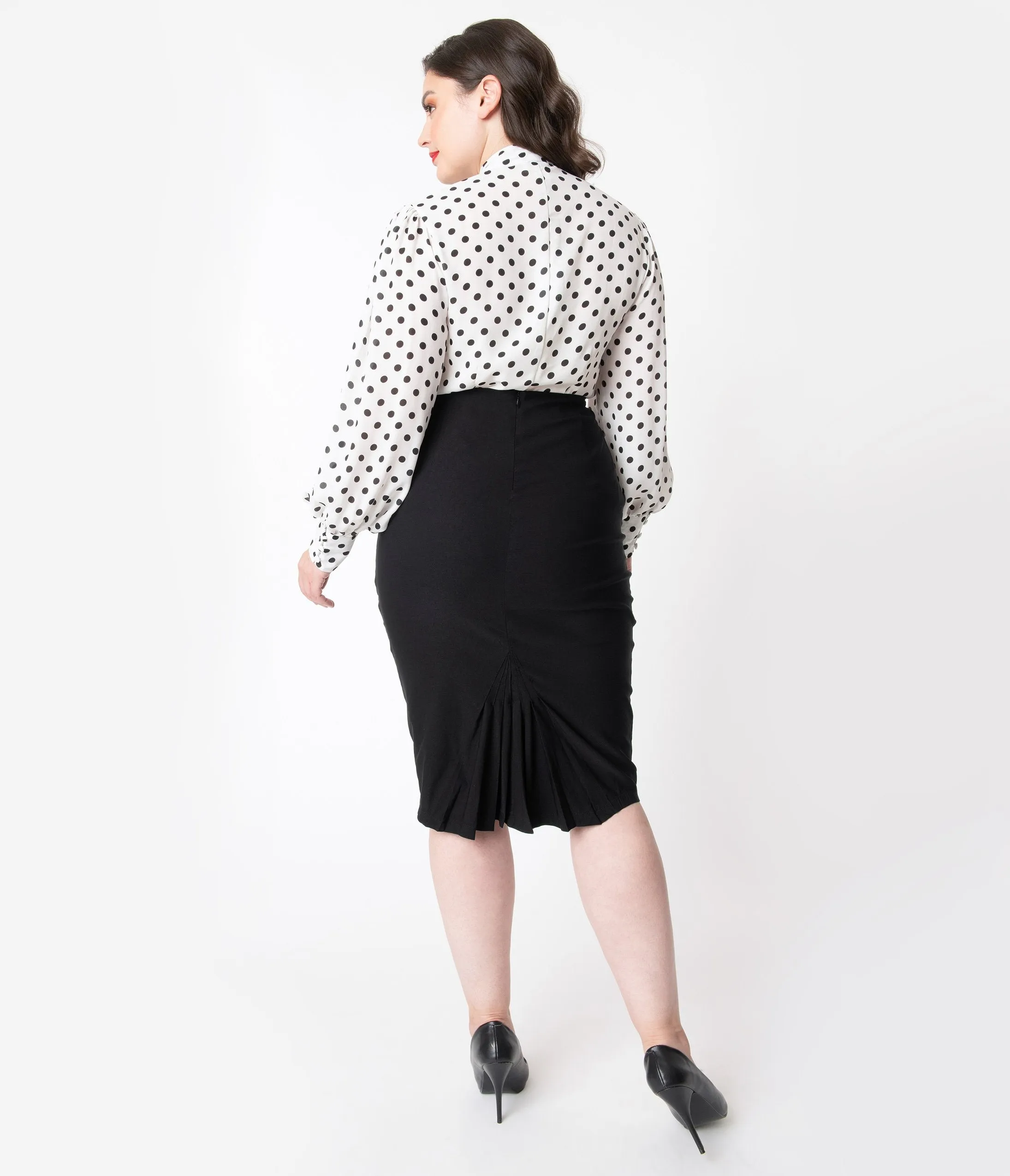 Unique Vintage Plus Size Black Stretch High Waist Tracy Wiggle Skirt