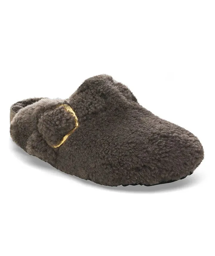 UNISEX BIRKENSTOCK BOSTON BIG BUCKLE TEDDY SHEARLING | CONCRETE GRAY