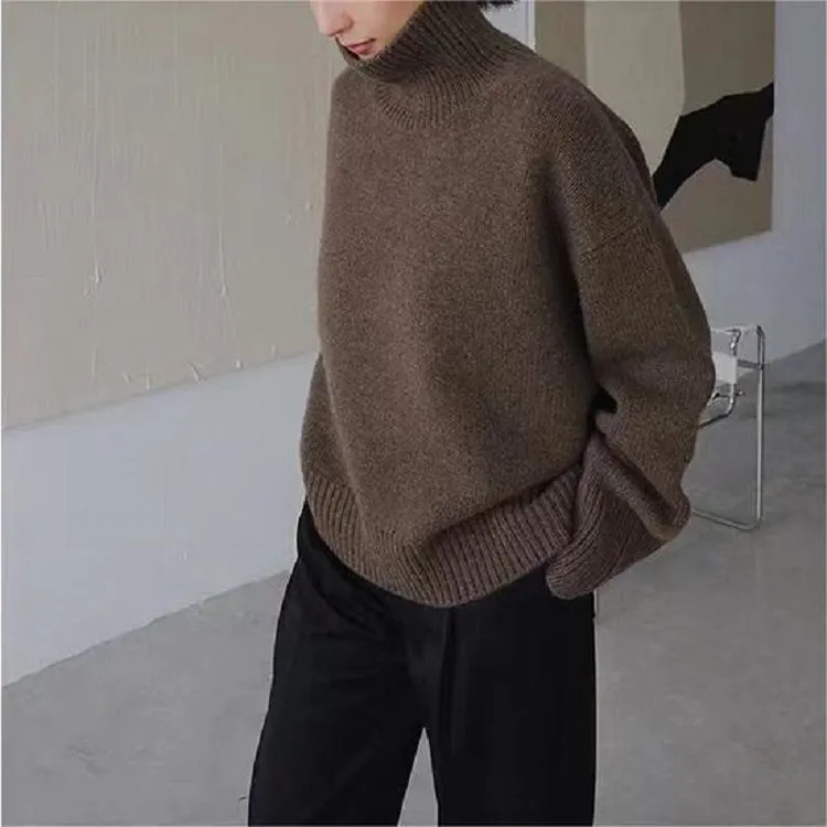 Uniwim skater boy outfits 2024 New Autumn and Winter Korean Style Solid Color Turtleneck Pullover Loose Lazy Style Outerwear Women's Retro Top