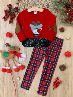 Very Shiny Nose Sparkle Plaid Legging Set