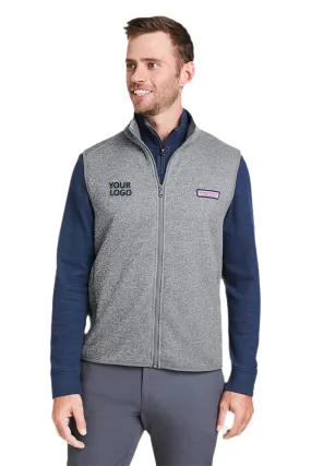 Vineyard Vines Custom Mens Mountain Sweater Fleece Vests, Grey Heather