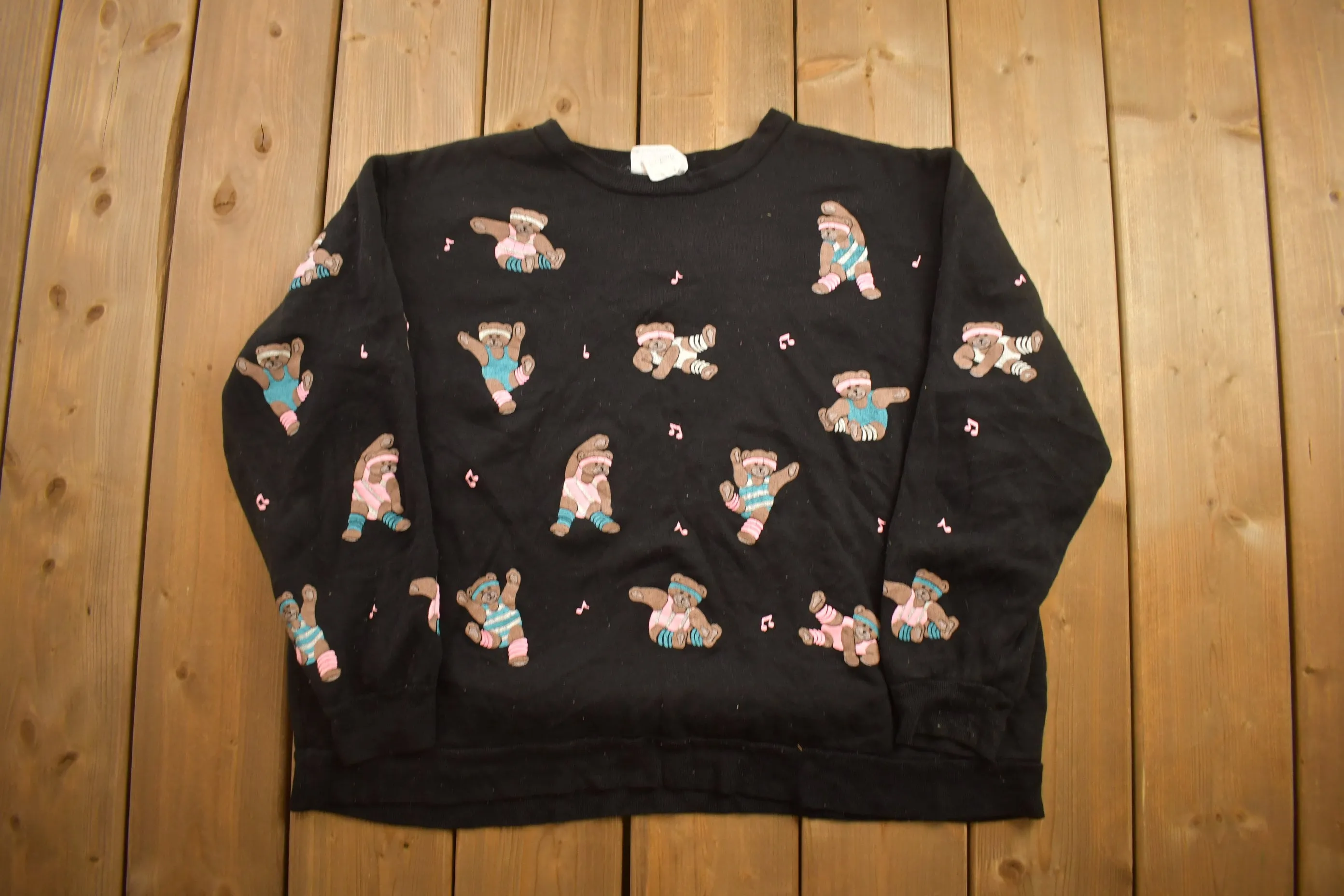 Vintage 1990s Athletic Teddy Bear Crewneck Sweatshirt