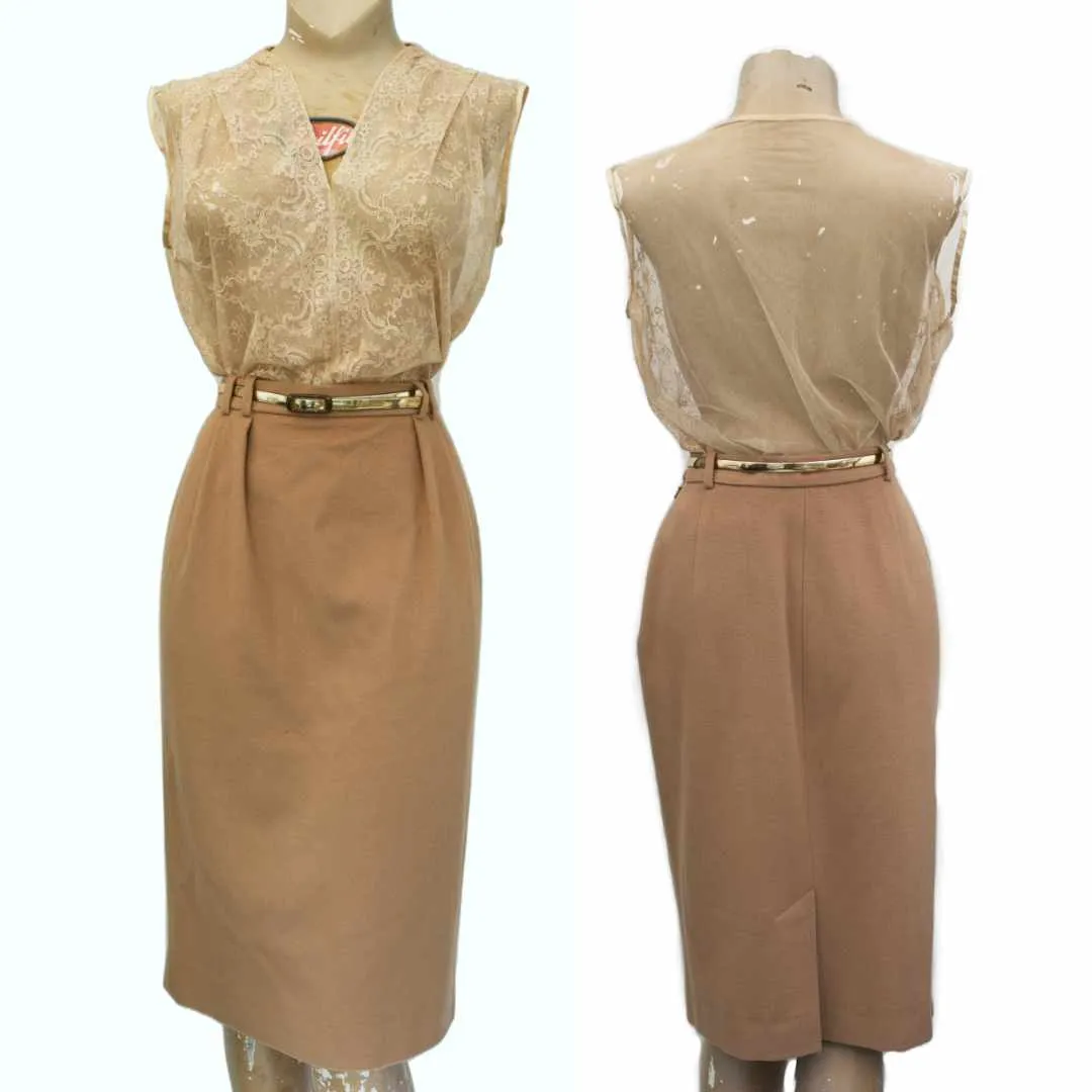 Vintage Camel Cashmere Pencil Skirt by Jaeger