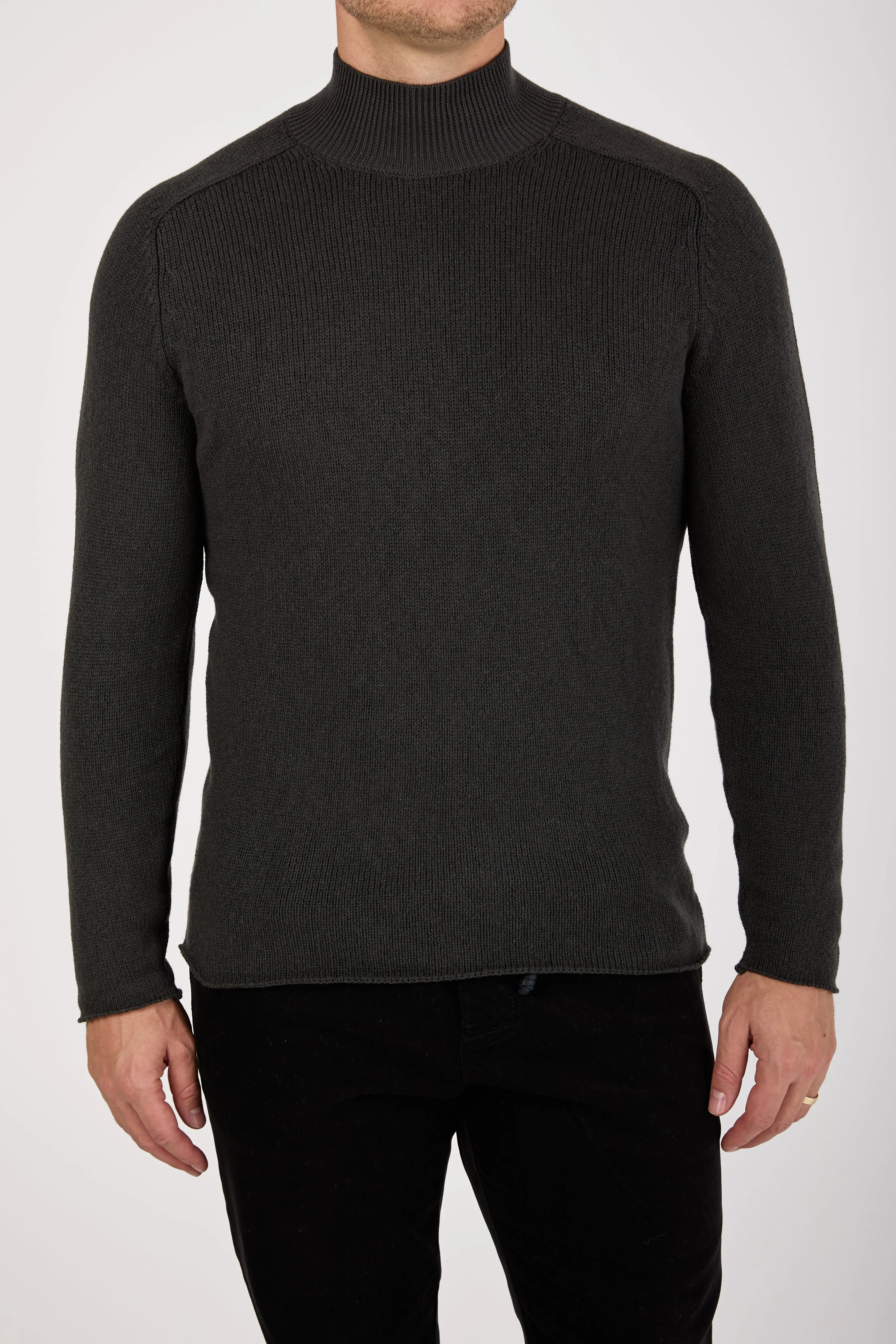 Virgin Wool Turtleneck Sweater in Mud