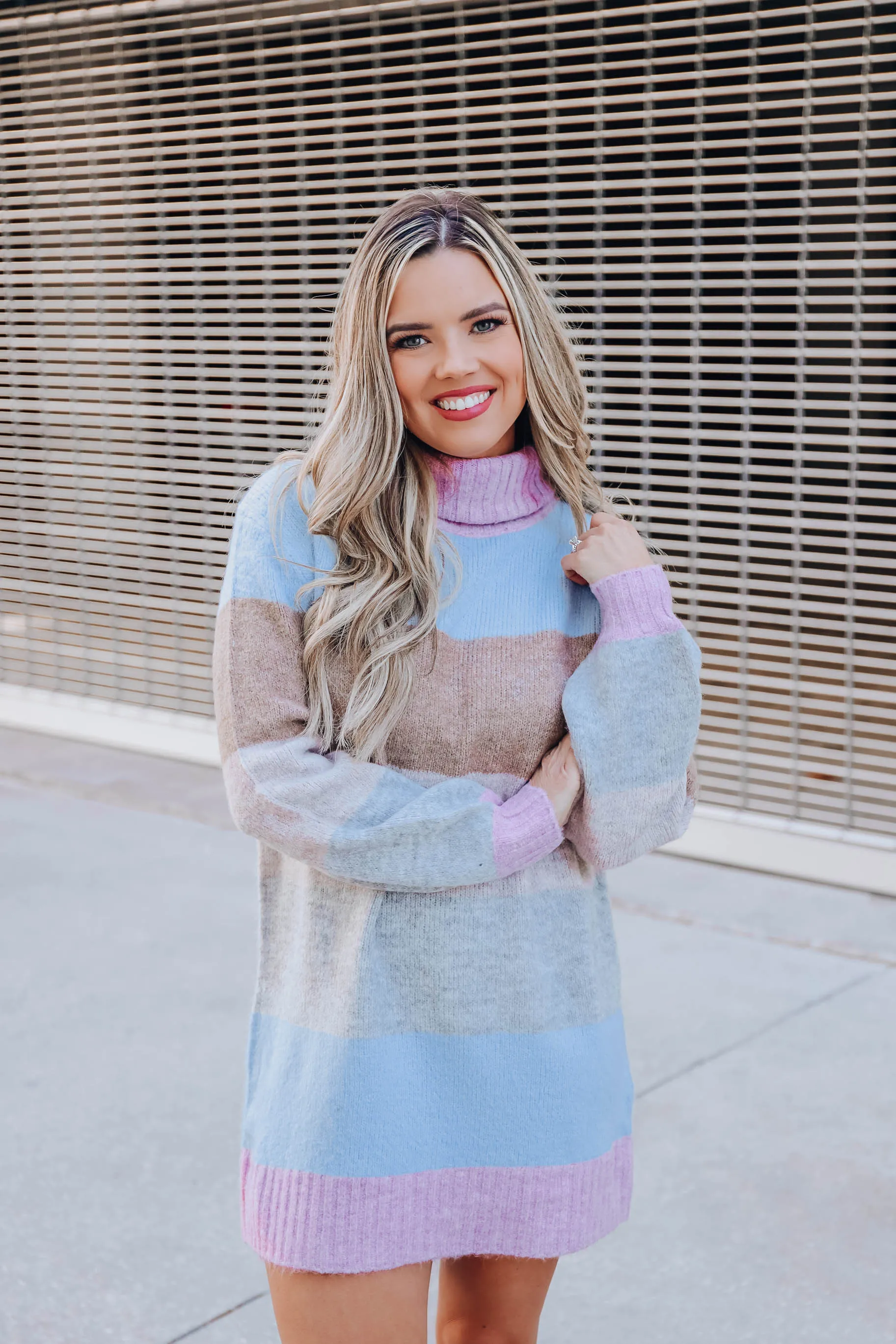 Warmhearted Striped Sweater Dress