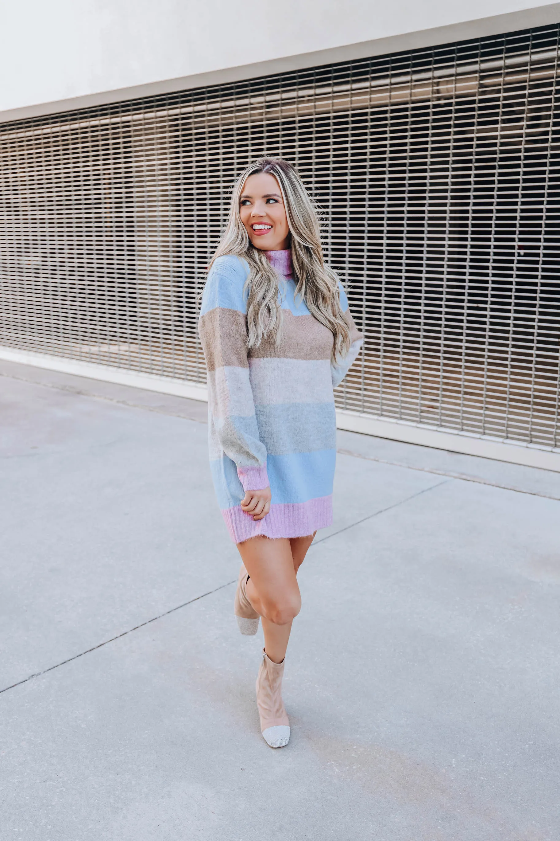 Warmhearted Striped Sweater Dress