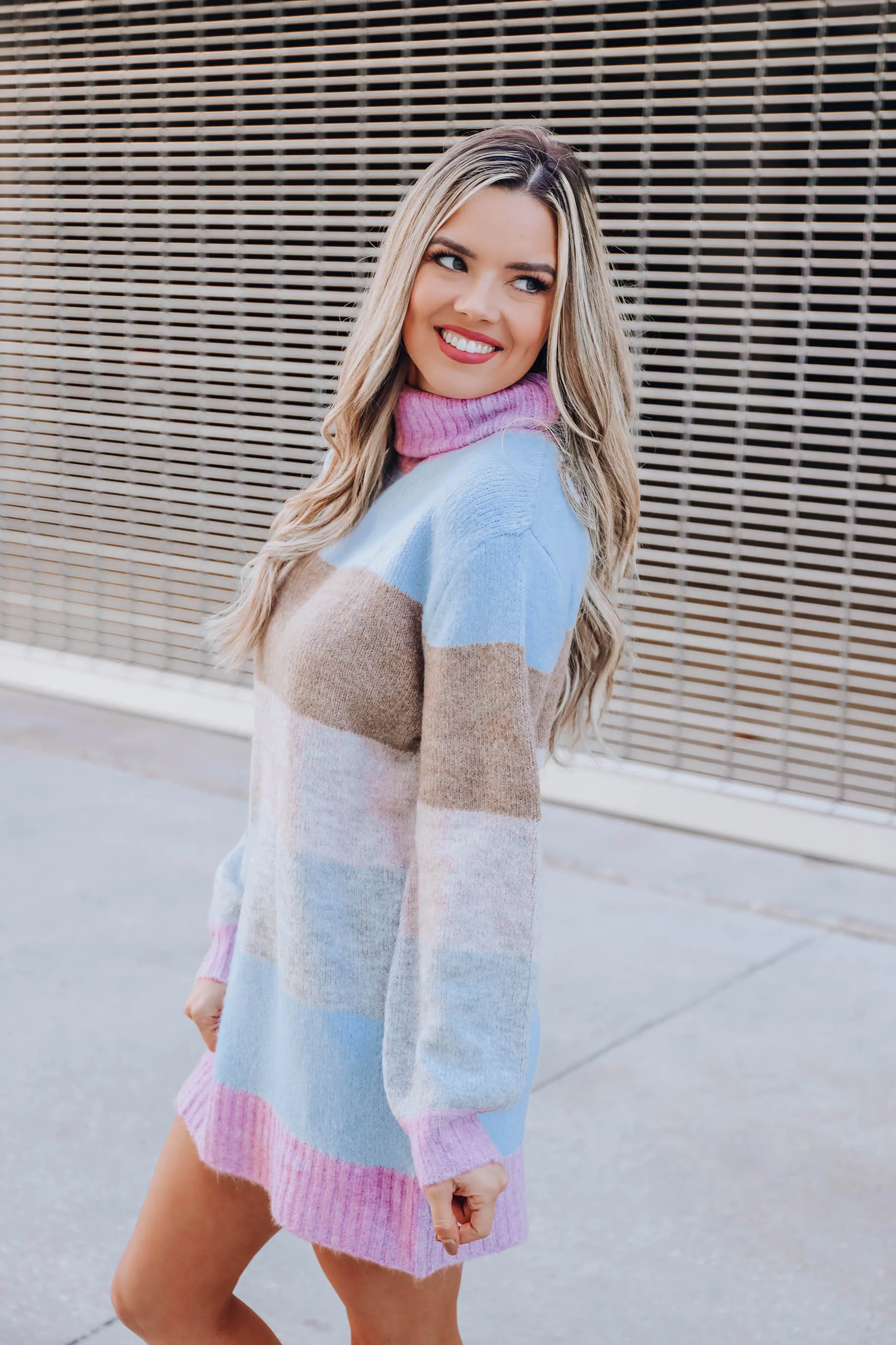 Warmhearted Striped Sweater Dress