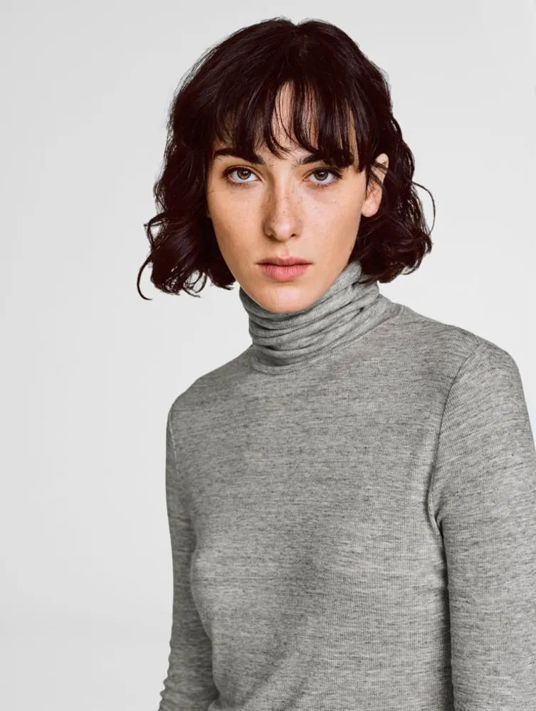 White   Warren - Scrunchneck Top in Grey Heather