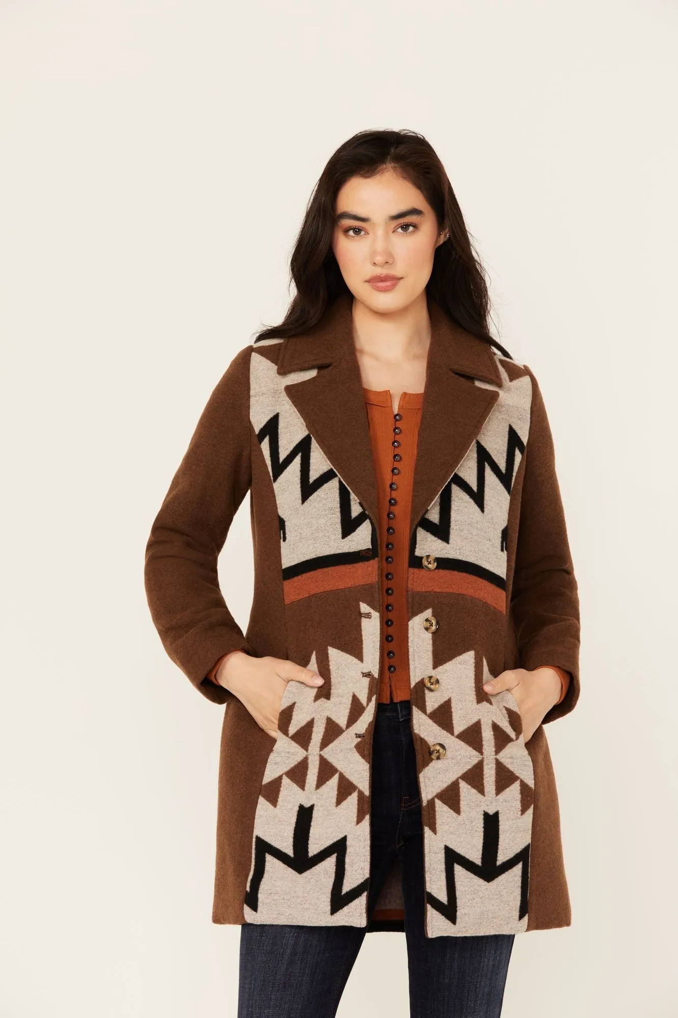 Winton Southwestern Print Button-Down Coat