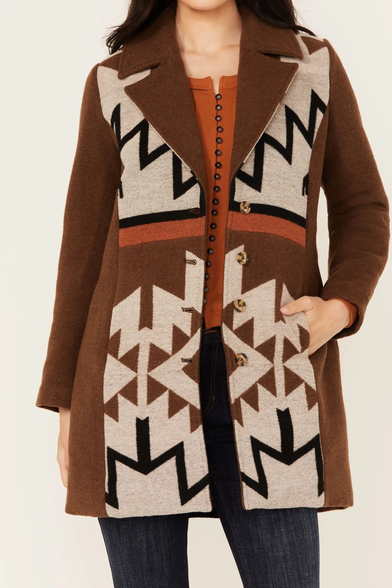 Winton Southwestern Print Button-Down Coat