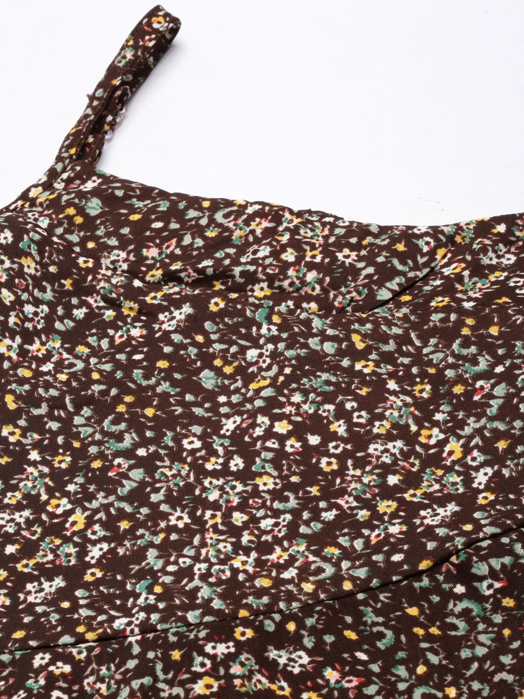 Women Brown Floral Tiered Top