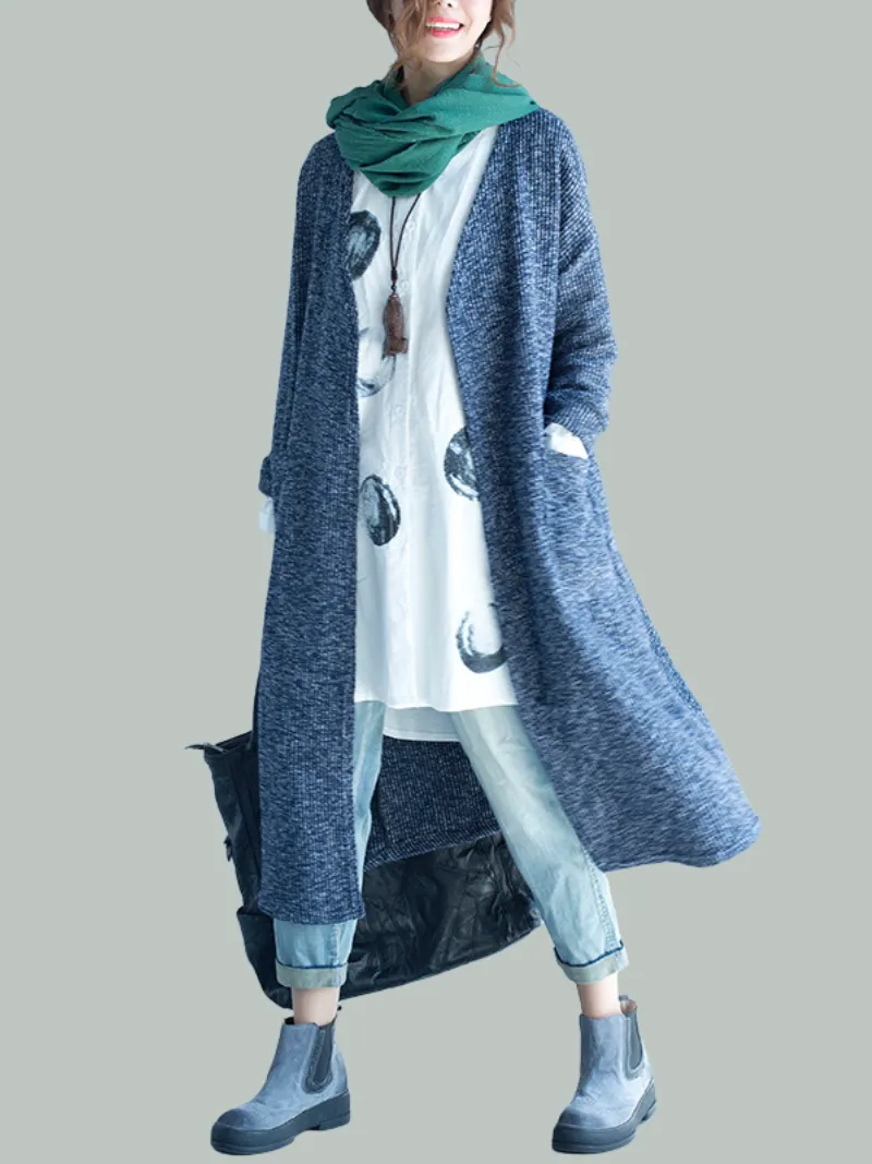 Women Cardigan Mid-Length Fashion Long-Sleeved Loose and Thin Coat