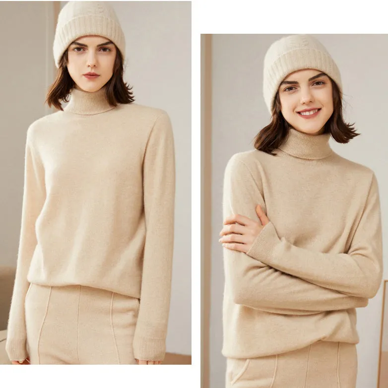 Women's 100% Pure Cashmere Sweater Long Sleeve Turtleneck Cashmere Tops