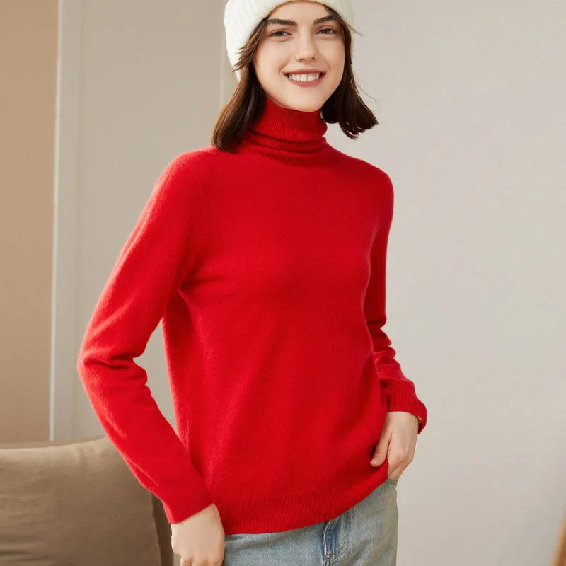 Women's 100% Pure Cashmere Sweater Long Sleeve Turtleneck Cashmere Tops