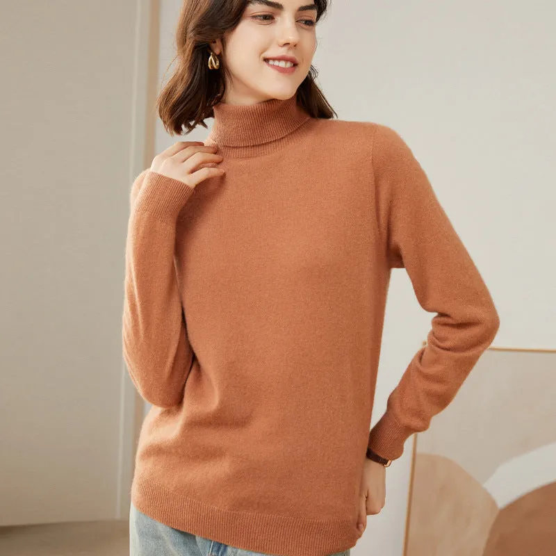 Women's 100% Pure Cashmere Sweater Long Sleeve Turtleneck Cashmere Tops