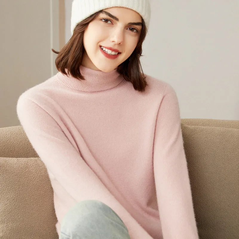 Women's 100% Pure Cashmere Sweater Long Sleeve Turtleneck Cashmere Tops