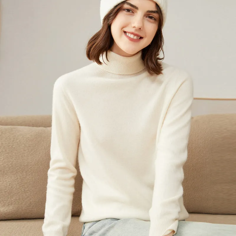 Women's 100% Pure Cashmere Sweater Long Sleeve Turtleneck Cashmere Tops