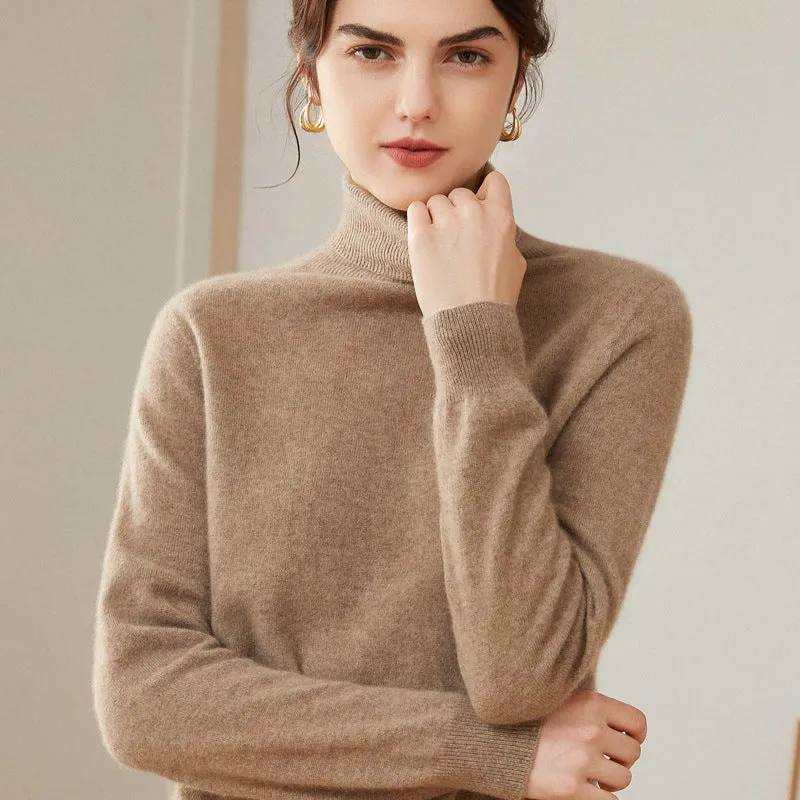 Women's 100% Pure Cashmere Sweater Long Sleeve Turtleneck Cashmere Tops