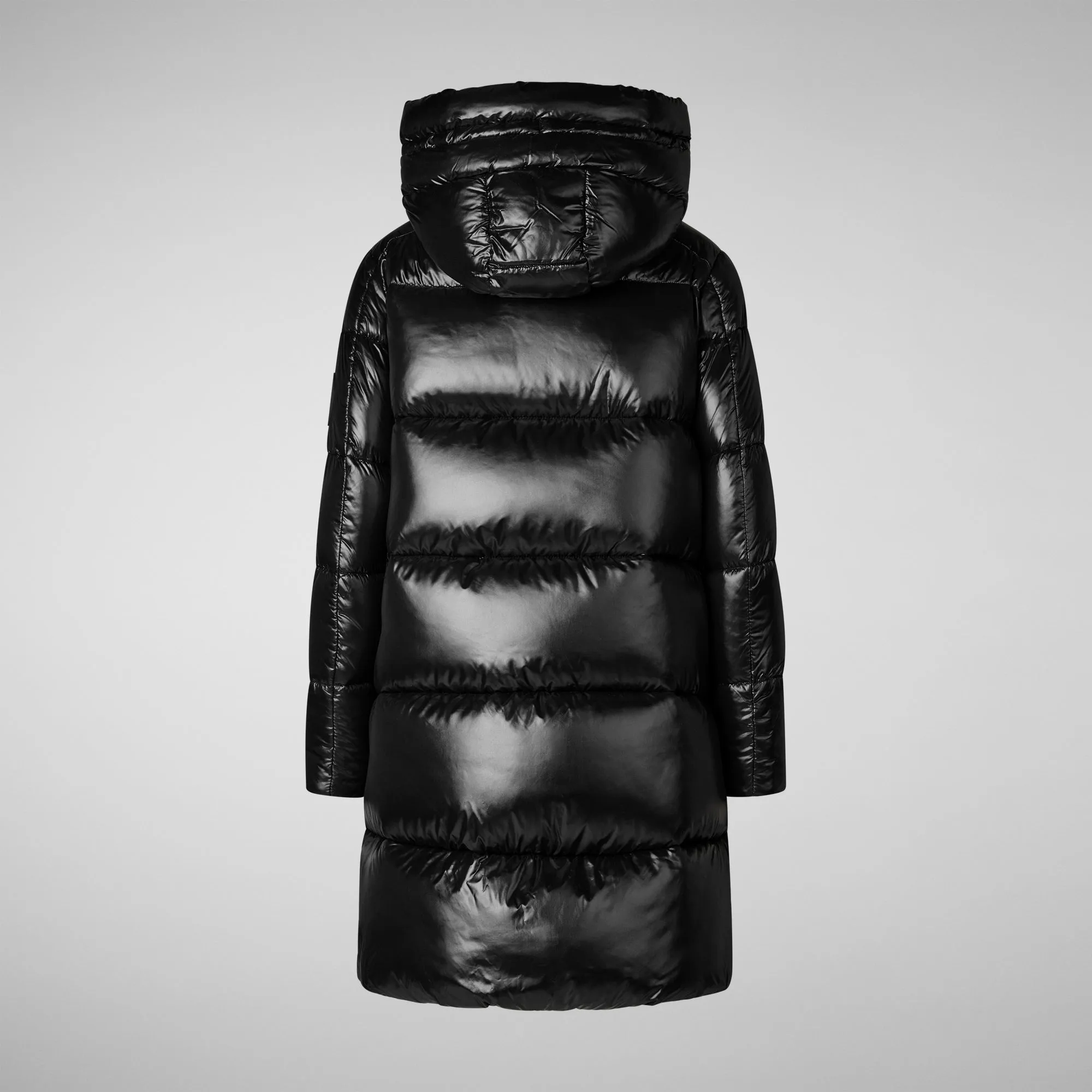 Women's  Hooded Animal free Puffer Coat Isabel in black