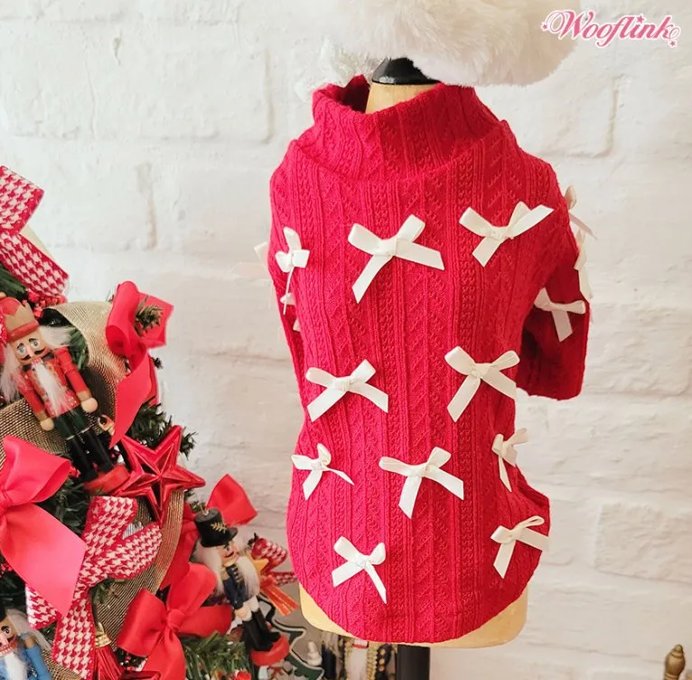 Wooflink Cute Little Bows Turtleneck in Red