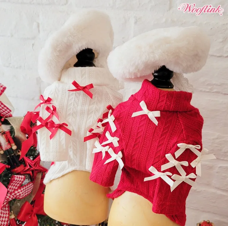 Wooflink Cute Little Bows Turtleneck in Red