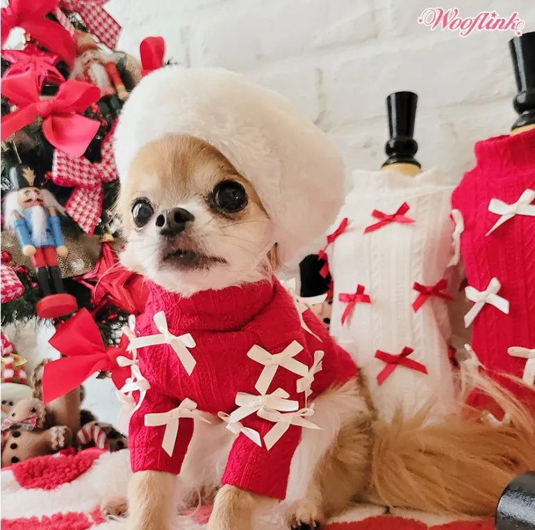 Wooflink Cute Little Bows Turtleneck in Red