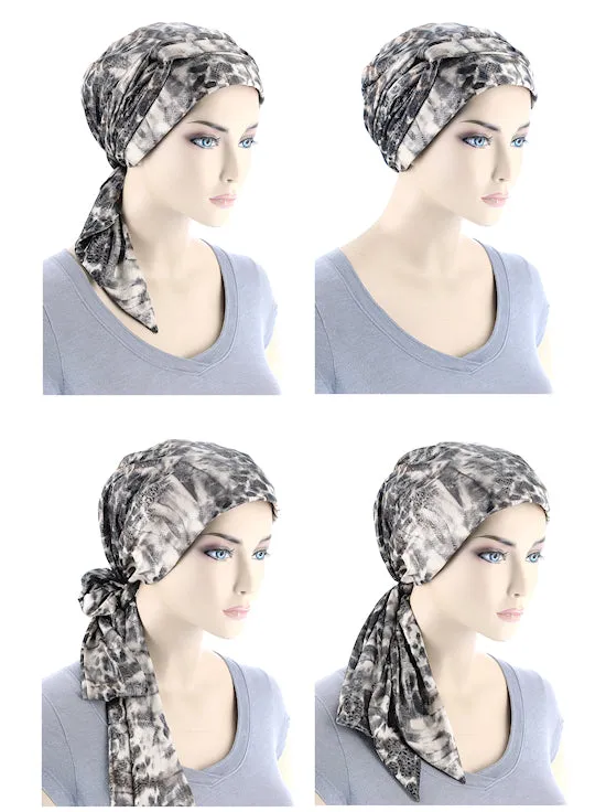 WPS-875#Head Wrap Scarf Brown Jersey