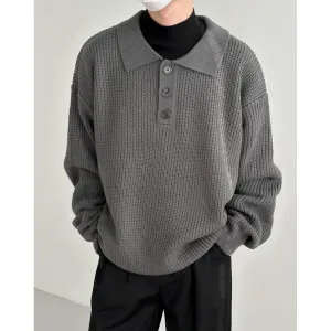 Zhou Buttoned Long Sleeve Knitted Polo