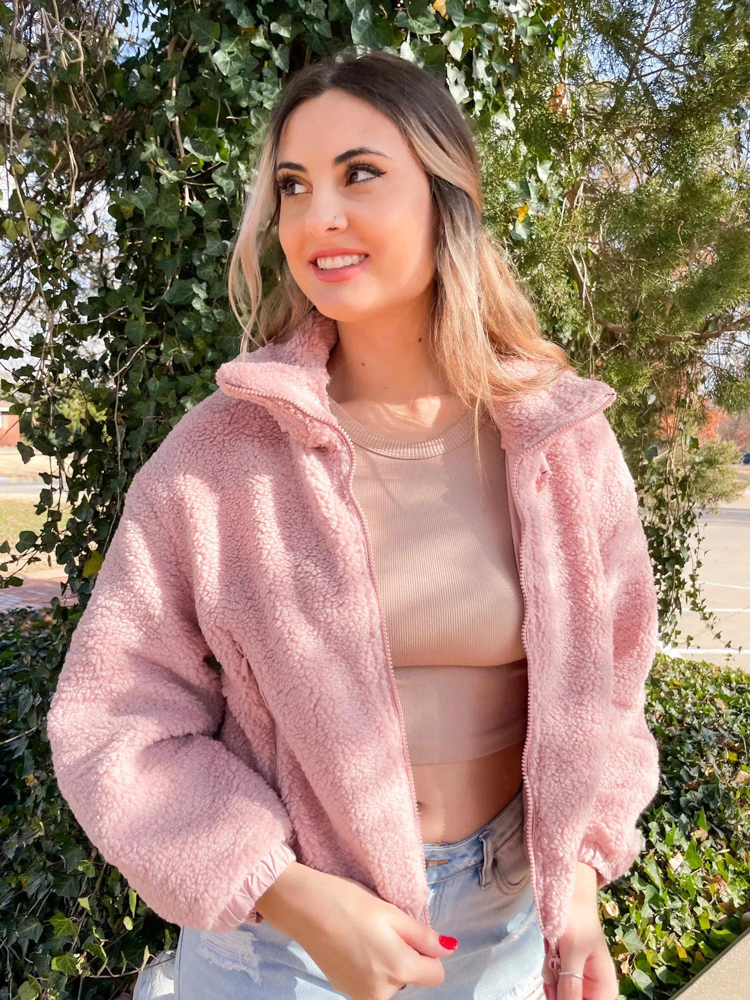 Zip it Fleece Jacket in Pink