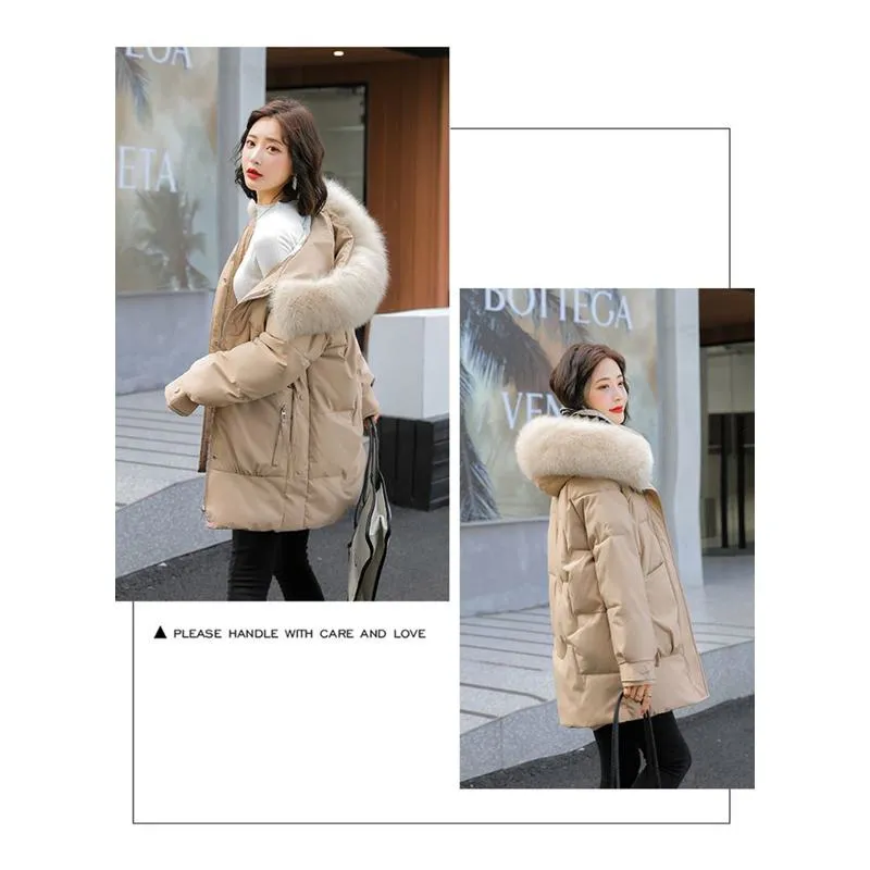 Zip-Up Chic Casual Fur Collar Puffer Jacket