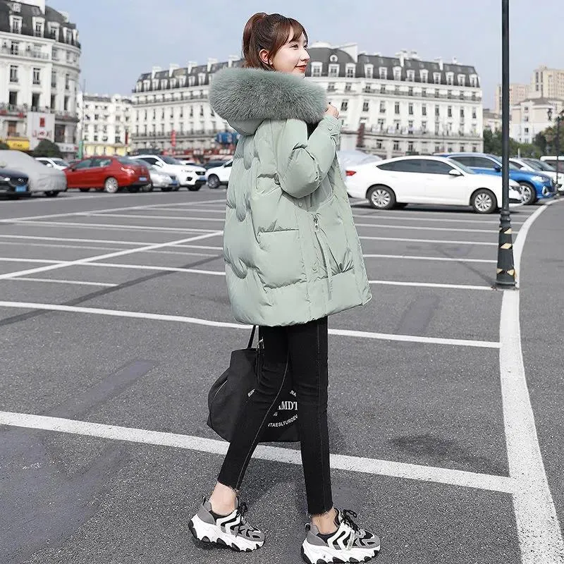 Zip-Up Chic Casual Fur Collar Puffer Jacket