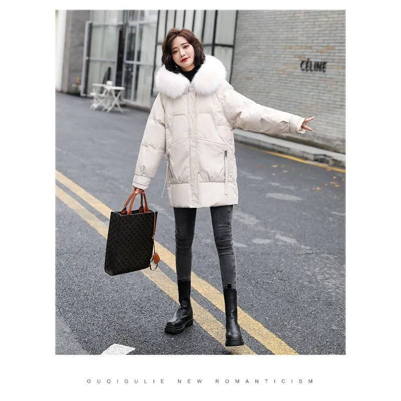 Zip-Up Chic Casual Fur Collar Puffer Jacket